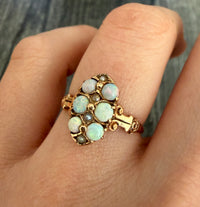 Victorian Opal and Pearl Navette Style Ring