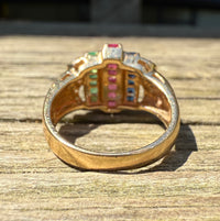Vintage Ruby, Sapphire, Emerald, and Diamond Dome Ring