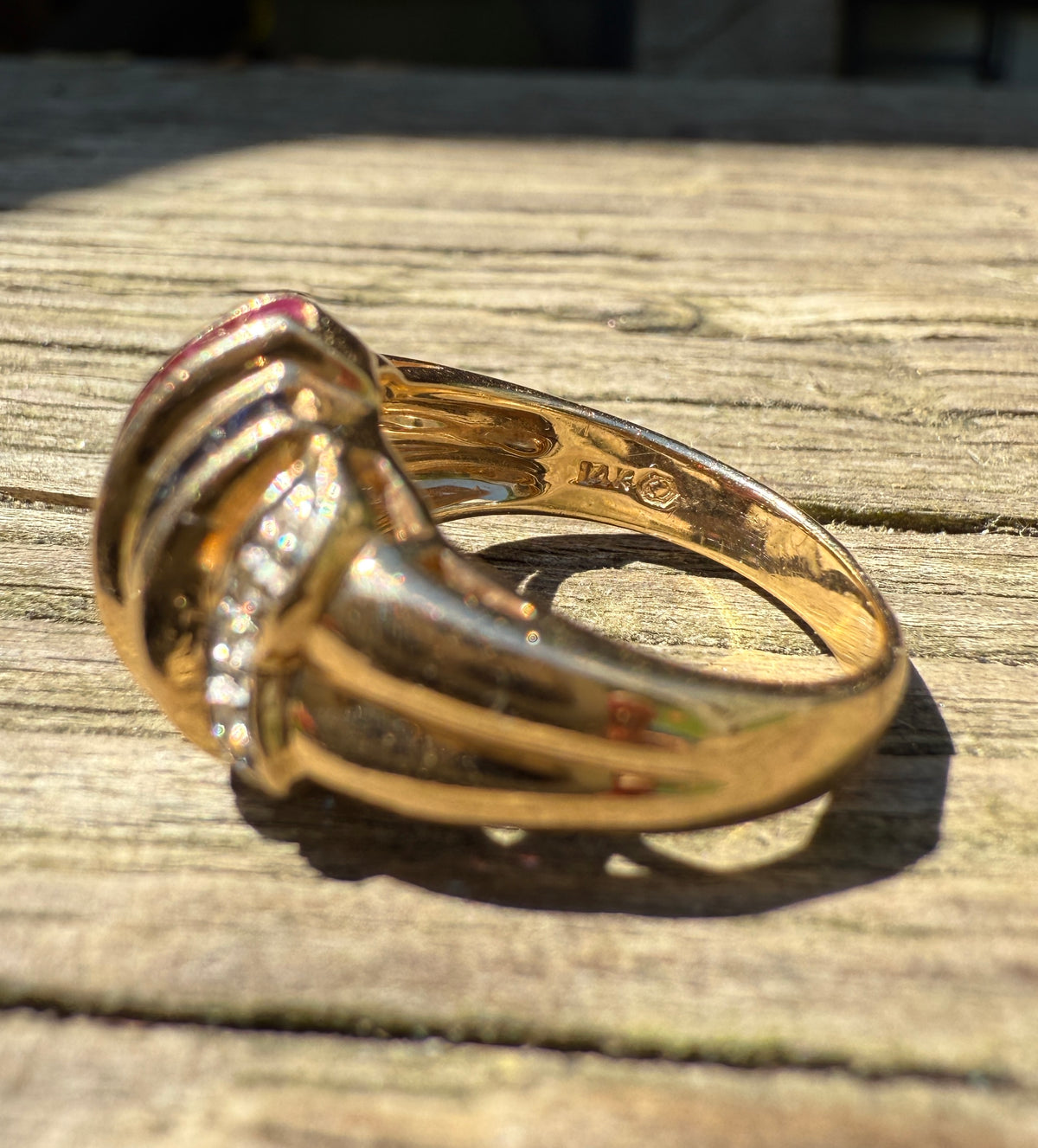 Vintage Ruby, Sapphire, Emerald, and Diamond Dome Ring