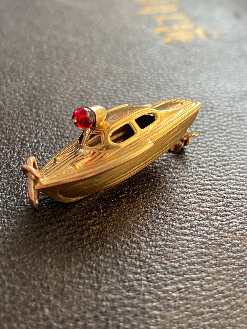 Vintage 18K Gold Boat with Propeller Charm