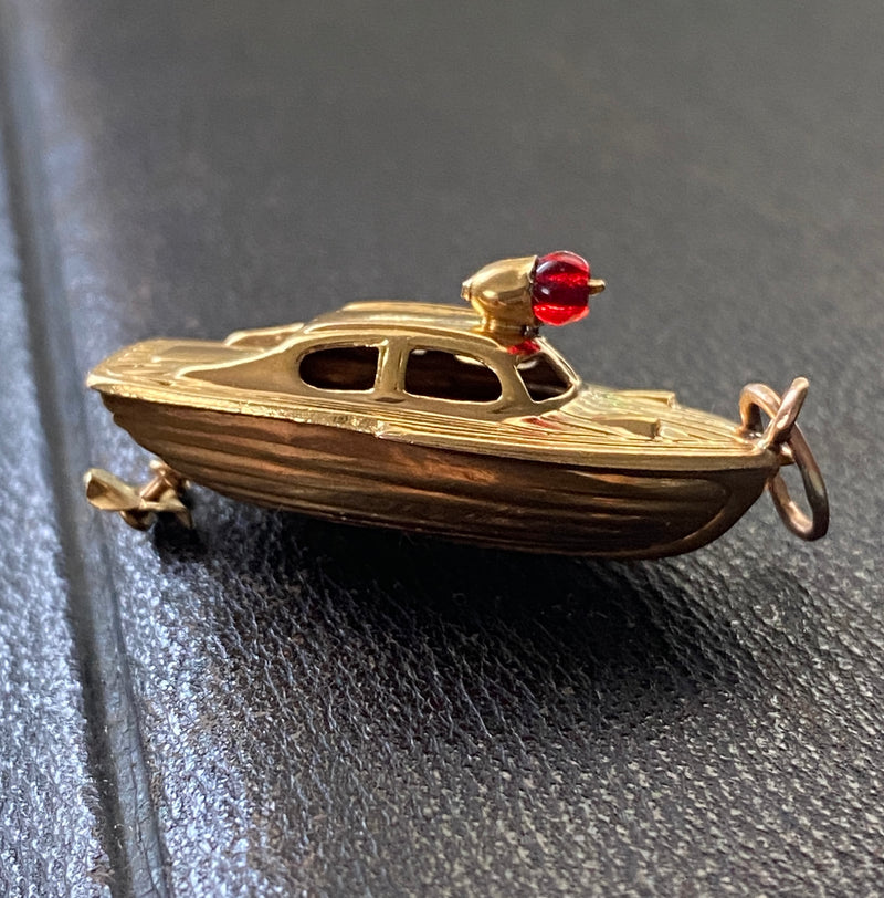 Vintage 18K Gold Boat with Propeller Charm