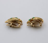 Vintage Diamond and Emerald Swirl Earrings