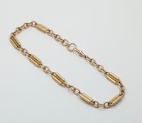 Victorian 15K Gold Spiral Trombone Link Watch Chain, 14.5” Long