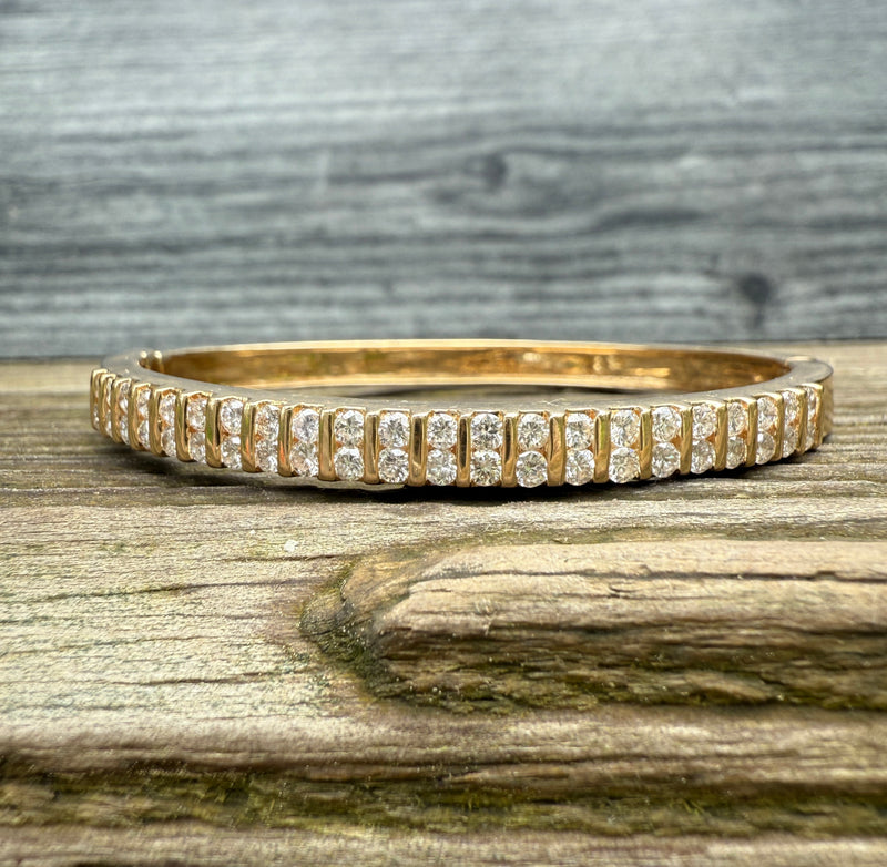 Vintage 2.64 Carat Diamond and 14K Gold Bangle Bracelet