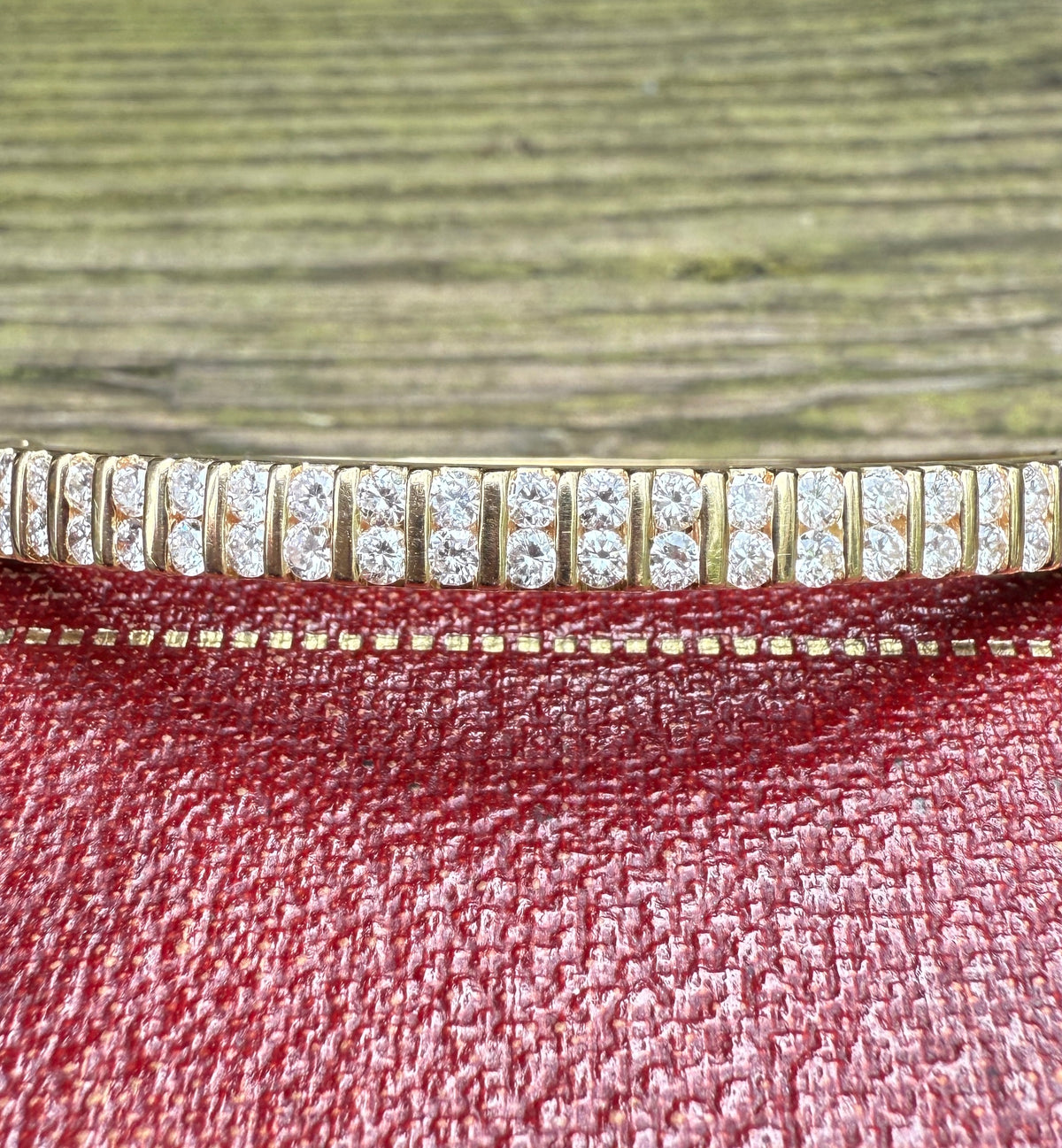 Vintage 2.64 Carat Diamond and 14K Gold Bangle Bracelet