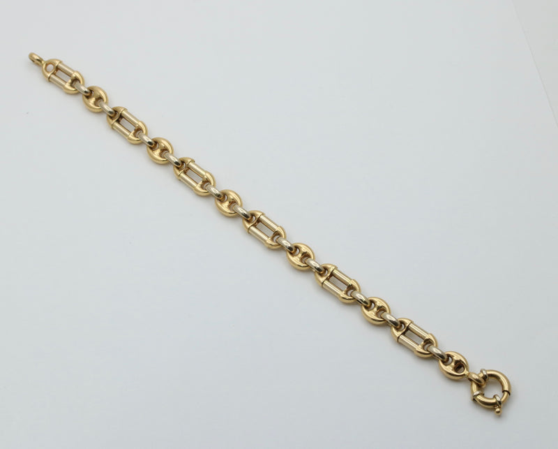 Vintage Trombone and Mariner Link Two-Tone 18K Gold Bracelet