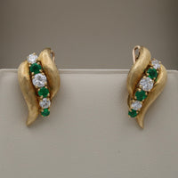 Vintage Diamond and Emerald Swirl Earrings