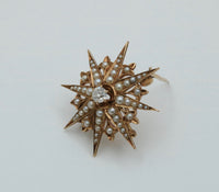 Victorian Diamond and Pearl Starburst Pin, Pendant