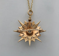 Victorian Diamond and Pearl Starburst Pin, Pendant