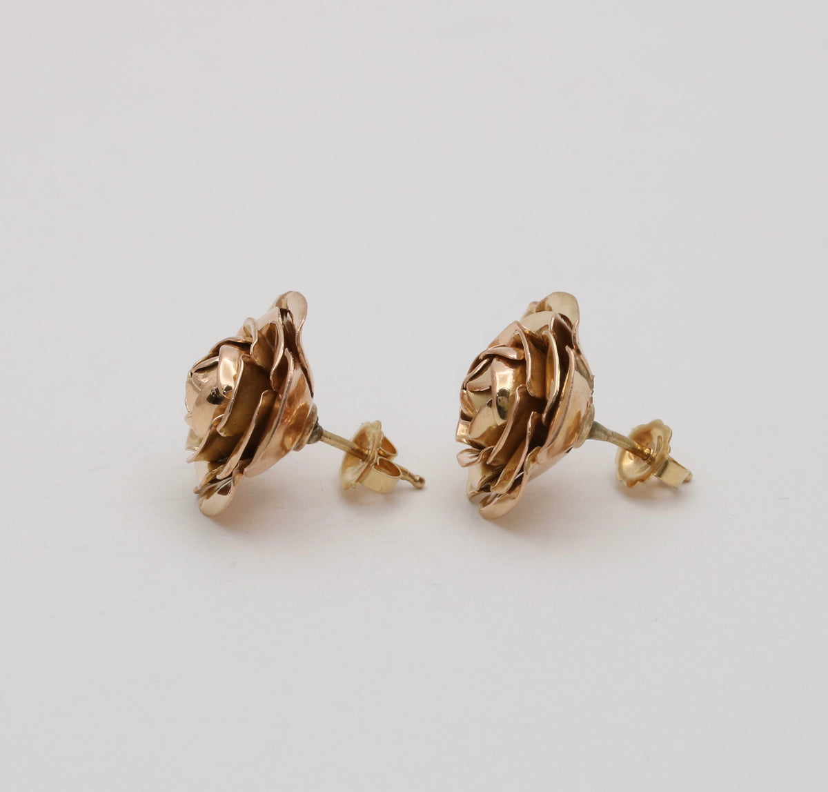 Vintage 14K Gold Rose Stud Earrings