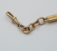 Victorian 15K Gold Spiral Trombone Link Watch Chain, 14.5” Long