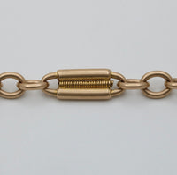 Victorian 15K Gold Spiral Trombone Link Watch Chain, 14.5” Long