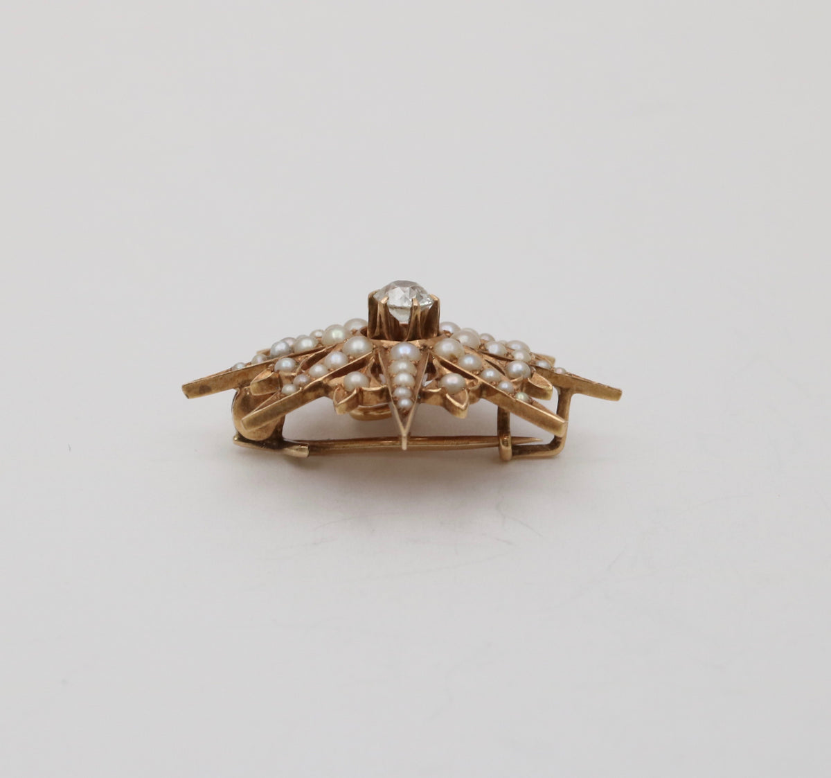 Victorian Diamond and Pearl Starburst Pin, Pendant