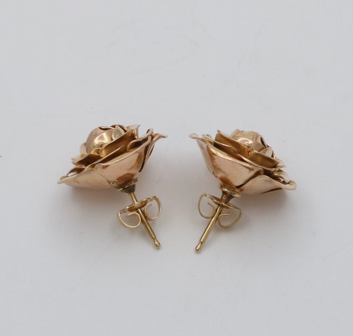 Vintage 14K Gold Rose Stud Earrings