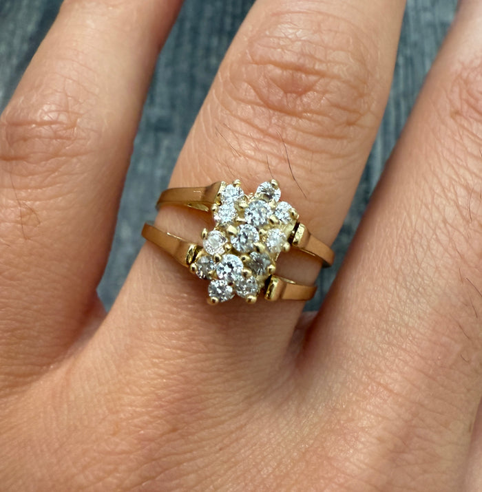 Vintage Diamond Flip Ring in 14K Gold, Reversible