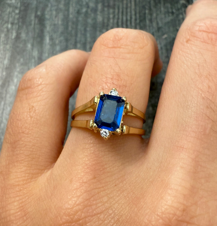 Vintage Diamond Flip Ring in 14K Gold, Reversible