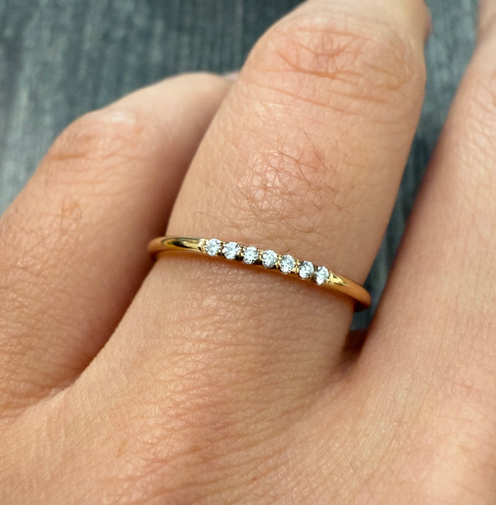 Seven Stone Diamond and 14K Rose Gold Band, Stacking Ring