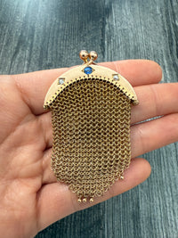 Art Deco Diamond and Sapphire Mesh Coin Purse