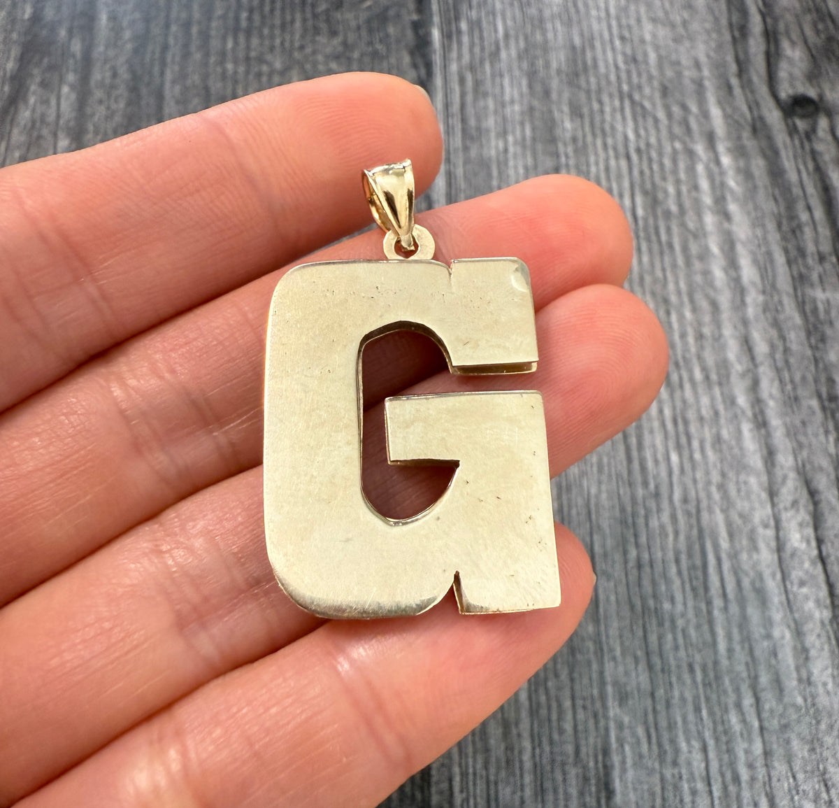 Extra Large Vintage 10K Gold Initial "G" Pendant