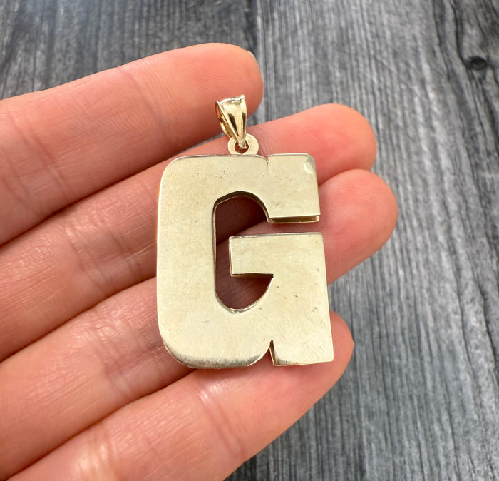 Extra Large Vintage 10K Gold Initial "G" Pendant
