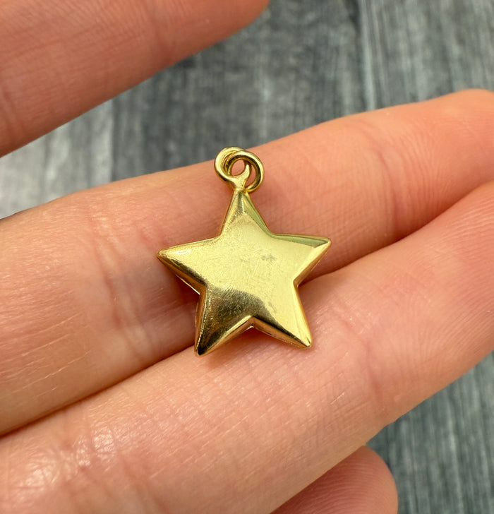 Larger 14K Gold Puffy Star Charm