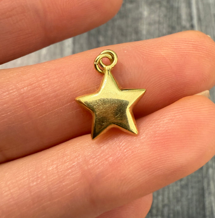 Smaller 14K Gold Puffy Star Charm