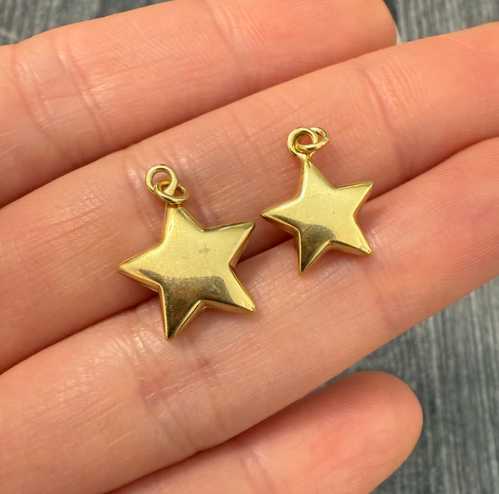 Larger 14K Gold Puffy Star Charm
