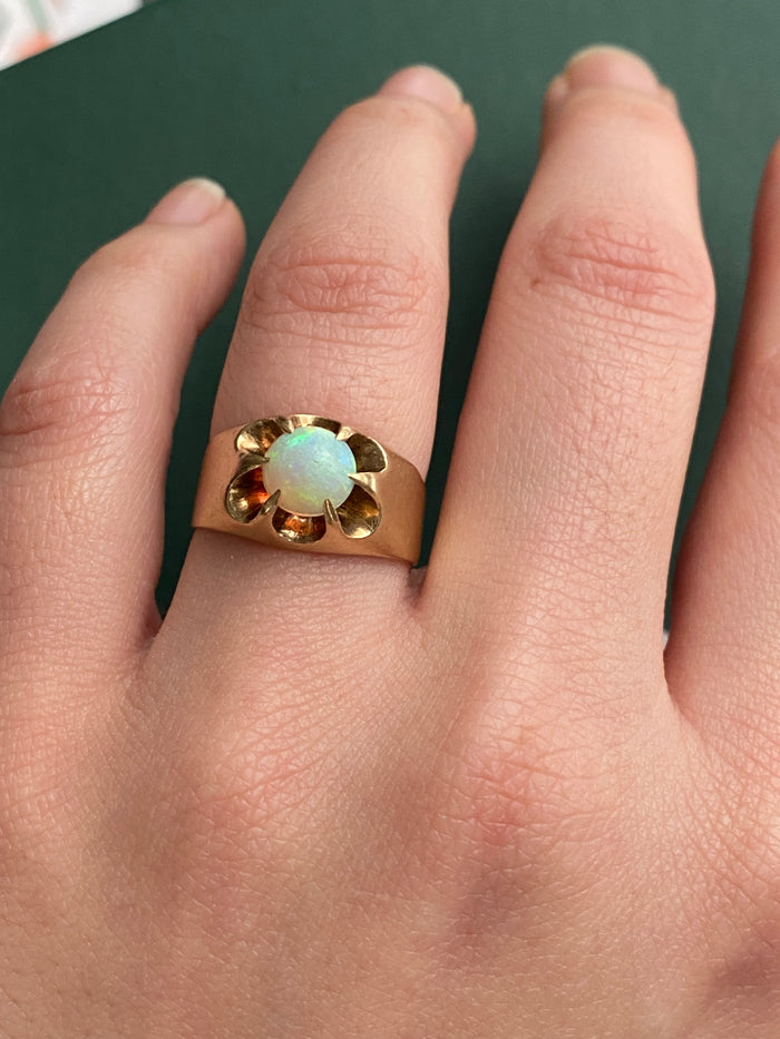 Victorian Opal and 14K Gold Belcher Ring