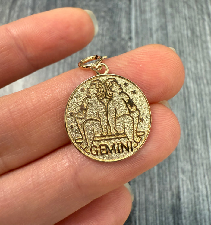 14K Gold Zodiac "GEMINI" Charm (S)