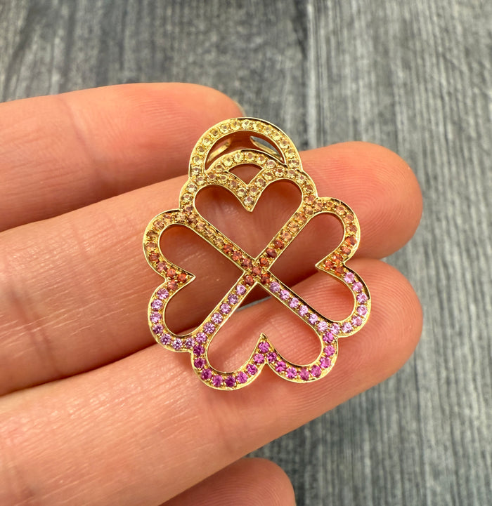 Rainbow Sapphire and 18K Gold Clover Pendant by Devon Woodhill