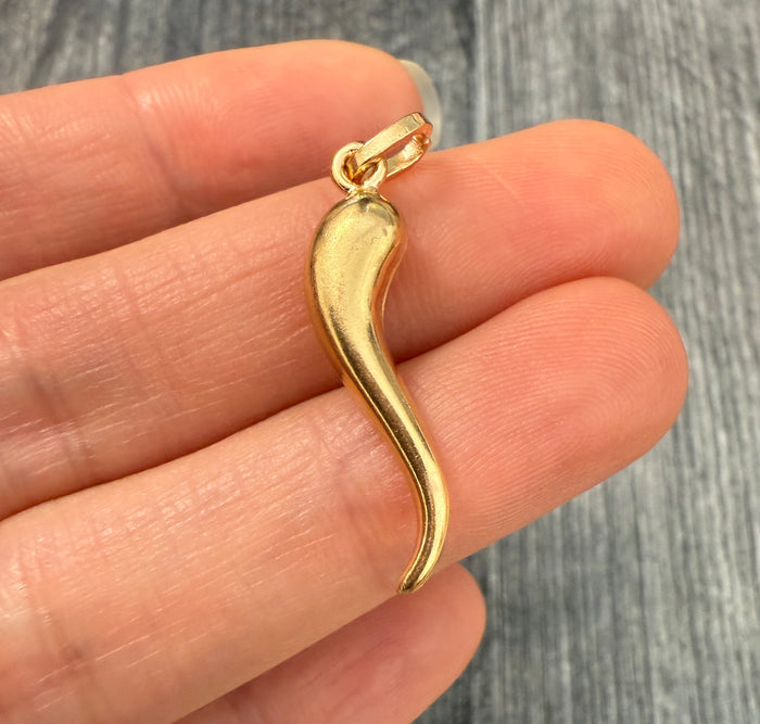 18K Gold Italian Horn Charm
