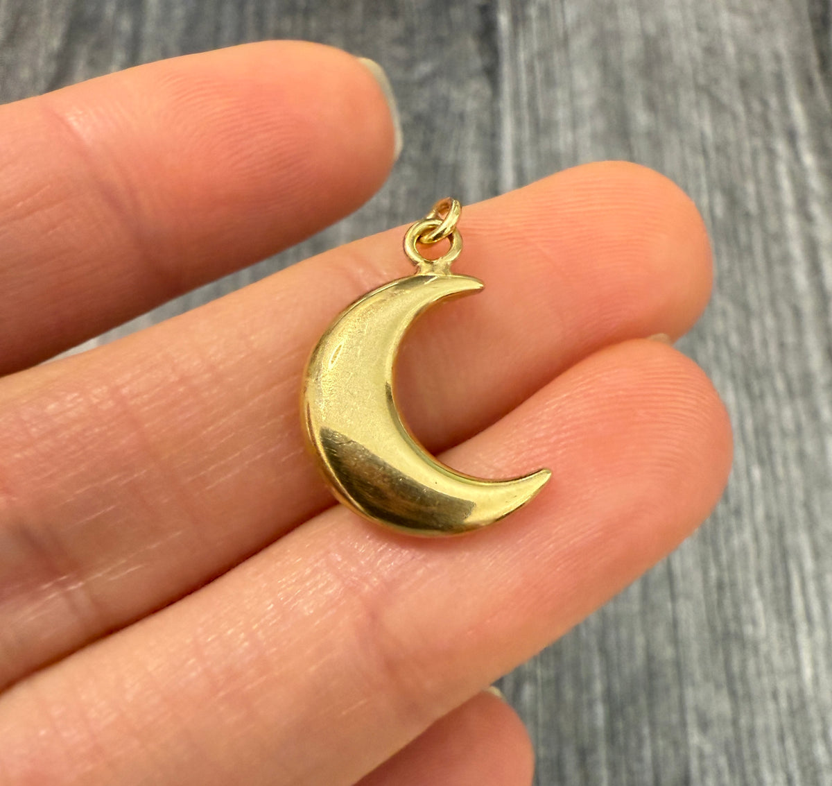 Puffy 14K Gold Crescent Moon Charm