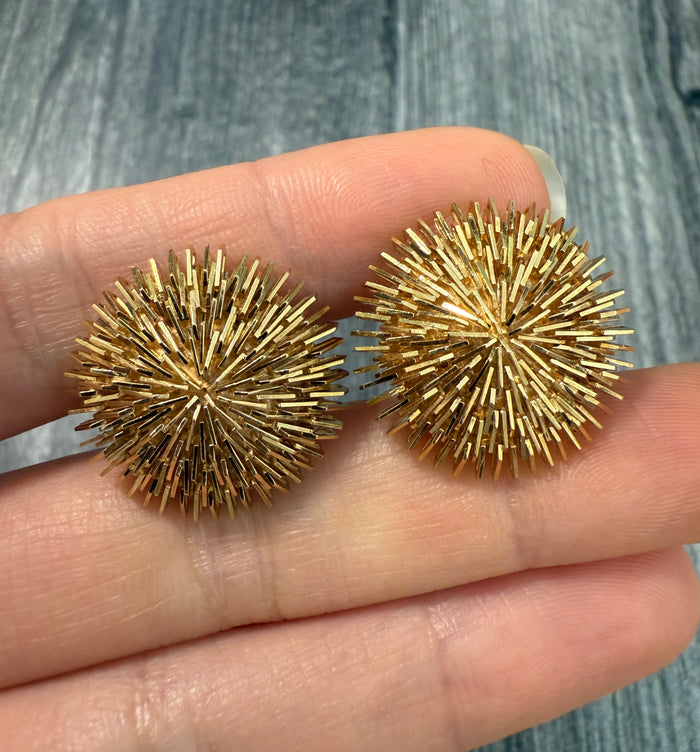 Vintage 18K Gold Fireworks, Starburst Earrings (Y)