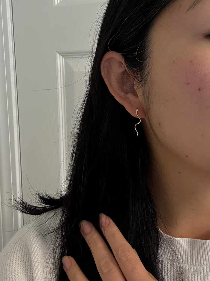Diamond and 14K Gold Snake Drop Earrings