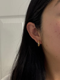 Diamond "X" and 18K Gold Huggie Earrings