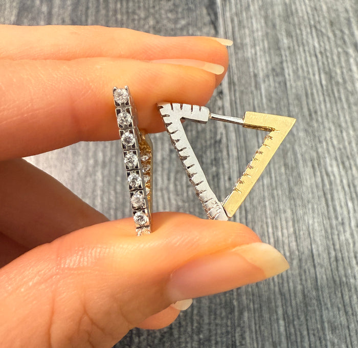 Triangular Diamond Inside-Out Huggie Earrings