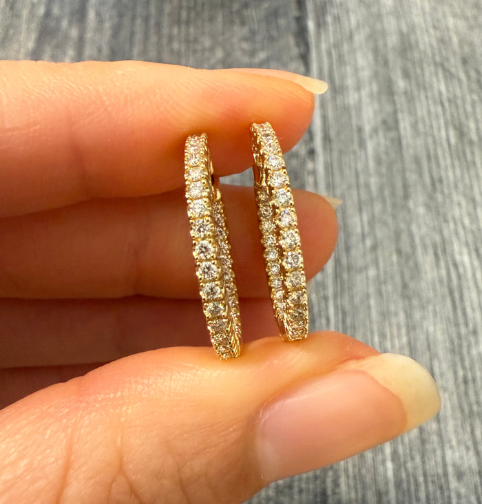 Inside Out 14K Gold and Diamond Hoop Earrings