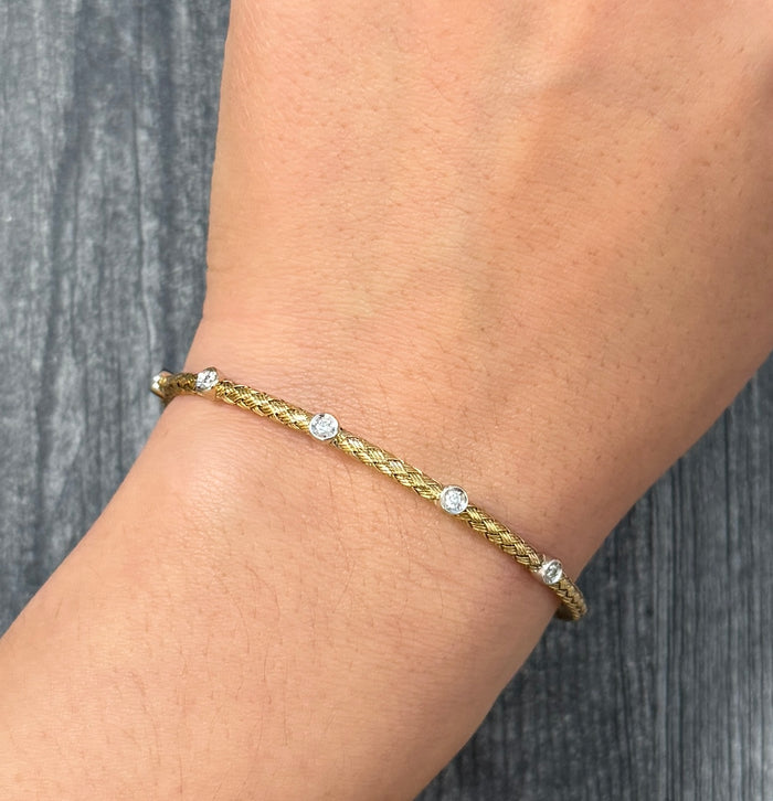 Diamond and 14K Gold Woven Bracelet