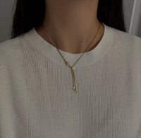 Vintage 14K Gold Heart Lariat Necklace