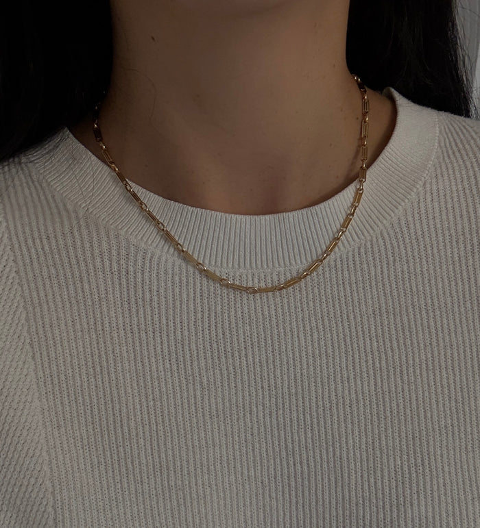 Vintage 14K Gold Crinkle Cut Tab Link Chain, 11.9 Grams
