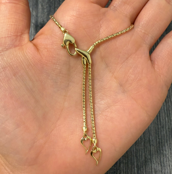 Vintage 14K Gold Heart Lariat Necklace