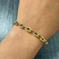 Vintage 14K Gold Straight Edge Oval Link Bracelet (M)