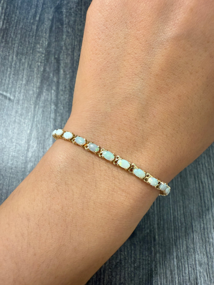 Opal and 14K Gold Line Bracelet