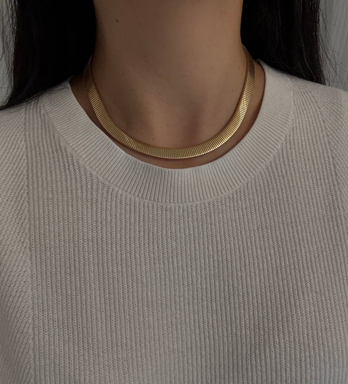 Vintage 14K Gold Flat Tubogas Collar, 16.2" Long