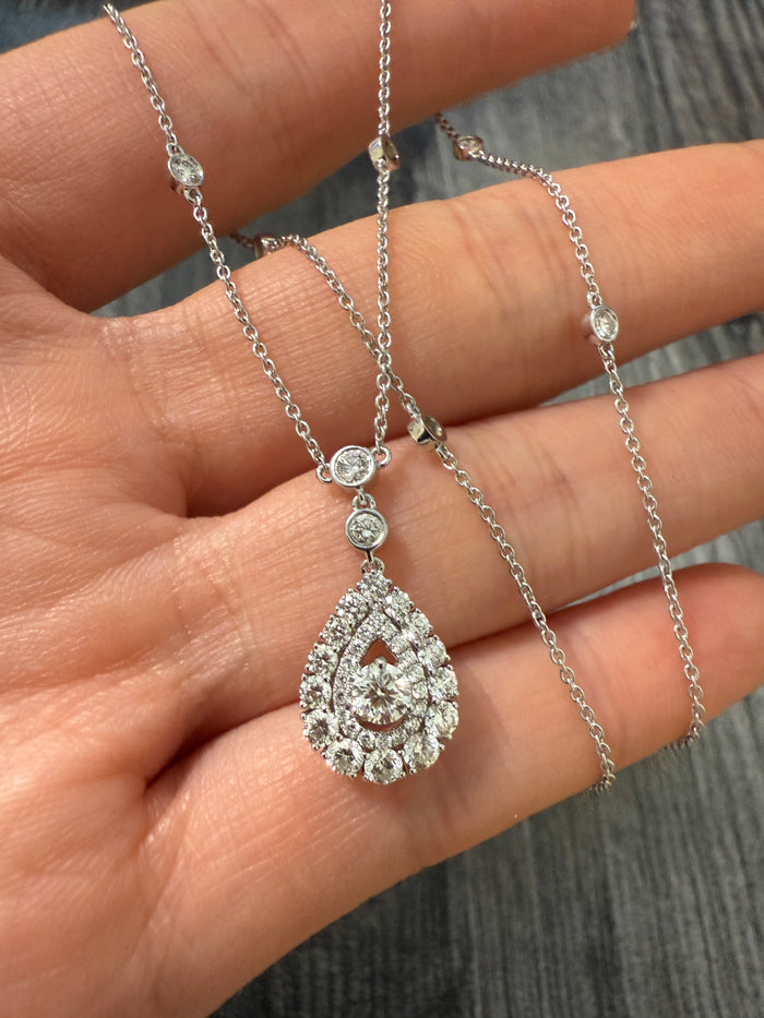 Diamond Teardrop and Diamond by the Yard Necklace (S)
