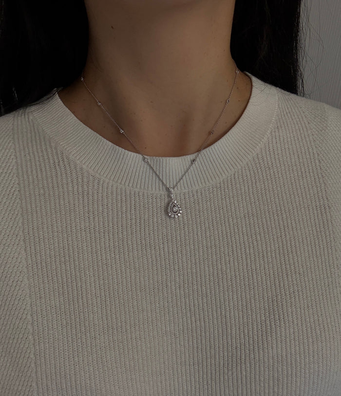 Diamond Teardrop and Diamond by the Yard Necklace (S)