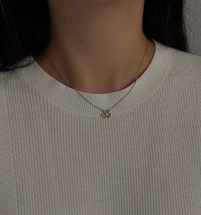 Diamond and 18K Gold Flower Necklace