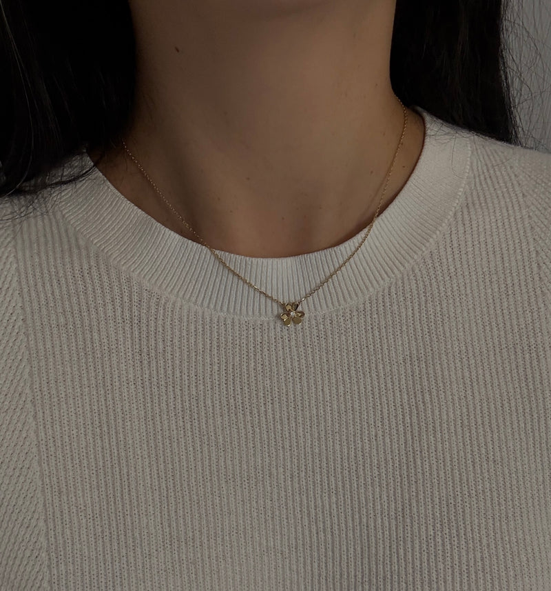 Diamond and 18K Gold Flower Necklace