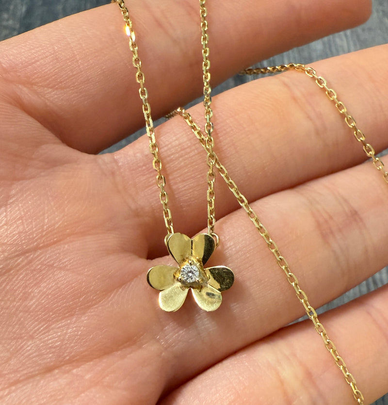 Diamond and 18K Gold Flower Necklace