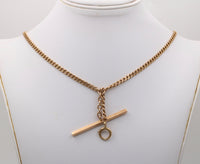 Art Deco 14K Gold Curb Link Albert Watch Chain, 21” Long